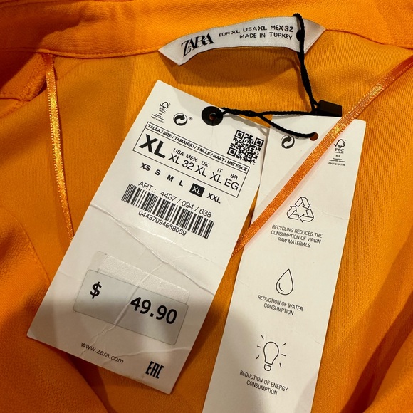 Zara short dress with ruching. NWT XL - Picture 6 of 8